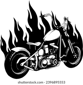 vector illustration of motorcycle in black and white