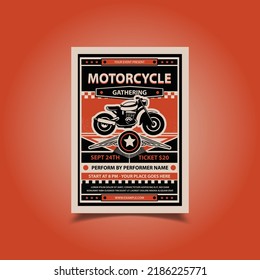 Vector Illustration Of Motorcycle Club Event Flyer, Poster