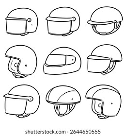 Ilustración vectorial del casco de la motocicleta