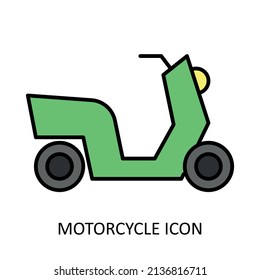 Vector illustration with motorcycle icon. Outline drawing