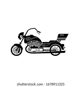 Vector illustration of a motorcycle. Insulated black and white vector motorcycle with white background.