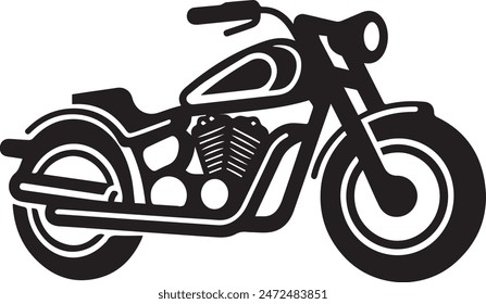 Vector illustration of motorcycle isolated on white background. Monochrome style.