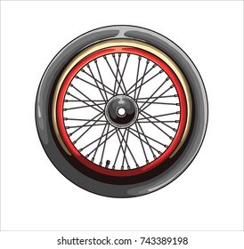 Vector illustration of motorcycle part retro tire wheel