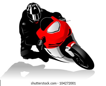 Vector illustration of motorcycle racer