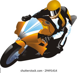 Vector illustration of a motorcycle racer