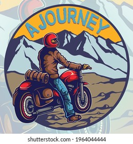 Vector illustration of motorcycle rider journey 