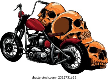 vector illustration of Motorcycle with skulls on white background