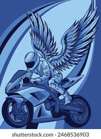 Vector illustration of motorcycle with wings on white background