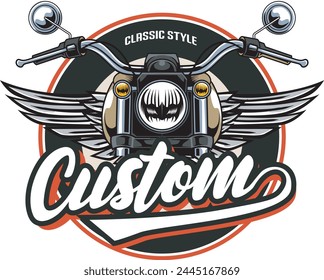 Vector Illustration of Motorcycle with Wings with Vintage Illustration Available for Vintage Poster