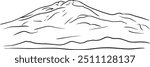 Vector illustration of mount Etna black and white drawing