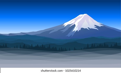 Vector Illustration With Mount Fuji