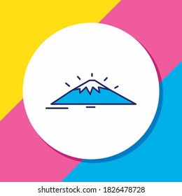 Ilustración vectorial de la línea de color del icono del fuji de montaje. También se puede utilizar un elemento de historial hermoso como elemento de icono de montaña.
