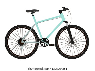 Vector illustration of a mountain bike in a flat style isolated on a white background.