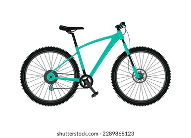 Vector illustration of a mountain bike isolated on a white background. Vehicle. Design element for urban mobility, cycling, mountain sport hobby, entertainment