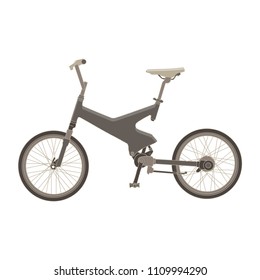 Vector illustration of mountain bike. Sport bicycle template on white background. Flat style side view Art black cycle design extreme fun. Jump retro ride speed track. Travel wheel vehicle