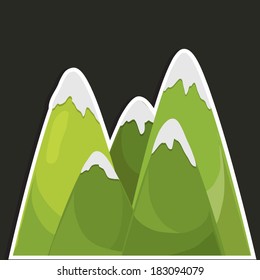 Vector illustration of a mountain in cartoon bright colores