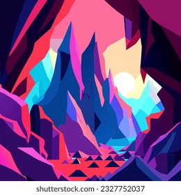 vector illustration of mountain cave