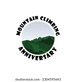 Vector illustration. mountain climbing anniversary badges and stickers.
landscape concept in circle isolation.