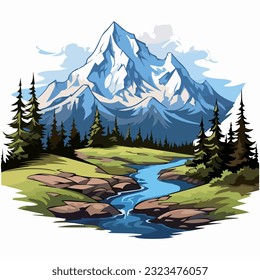 vector illustration of mountain clip art isolated on white background.