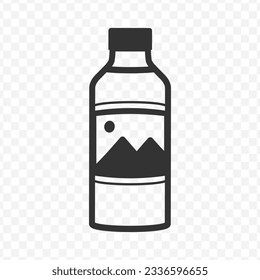 Vector illustration of mountain drinking water icon in dark color and transparent background(PNG).
