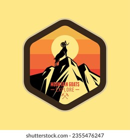 Ilustración vectorial de la insignia de cabra de montaña.