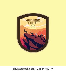 Ilustración vectorial de la insignia de cabra de montaña.