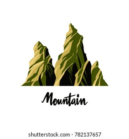 vector illustration Mountain, hiking mountainous geology.