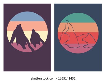 Vector Illustration of Mountain or Hills Poster with Vintage Colors and Background. This is Perfect for Card, Decoration, and Layout.