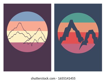 Vector Illustration of Mountain or Hills Poster with Vintage Colors and Background. This is Perfect for Card, Decoration, and Layout.