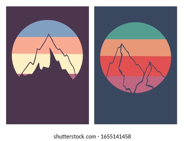 Afiche Vector Ilustración de Montaña o Colinas con colores y fondo vintage. Es perfecto para la tarjeta, la decoración y la distribución.