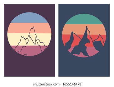 Afiche Vector Ilustración de Montaña o Colinas con colores y fondo vintage. Es perfecto para la tarjeta, la decoración y la distribución.