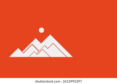 vector illustration of mountain icon with orange landscape background