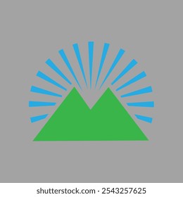 Vector illustration of mountain icon with sunlight concept