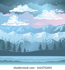 Vector illustration of a mountain landscape