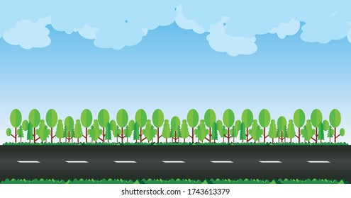Vector illustration of a mountain and landscape