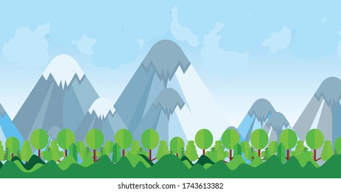 
Ilustración vectorial de una montaña y un paisaje
