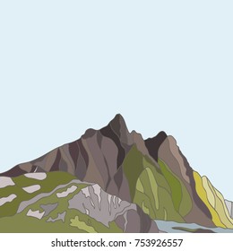Vector illustration with mountain landscape