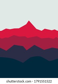 ilustración vectorial de un paisaje montañoso en segundo plano