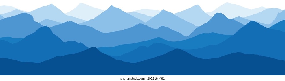 Vektorgrafik mit Berglandschaft Blau-Weiß-Landschaft, EPS-Datei 10