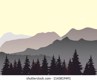 vector illustration of mountain landscape flat nature design.