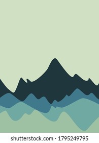 vector illustration of a mountain landscape with green sky