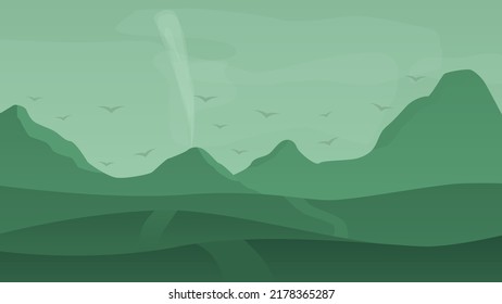 Vector illustration. Mountain landscape. Nature. Mountain. Green.