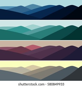 Vector illustration of mountain landscape in time of day