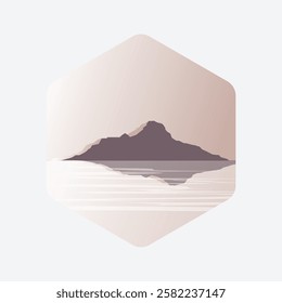 Vector illustration of a mountain landscape with, desert, and a sunset sky. decoration vector template
