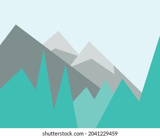 vector illustration of a mountain landscape.Forest on the background of mountains