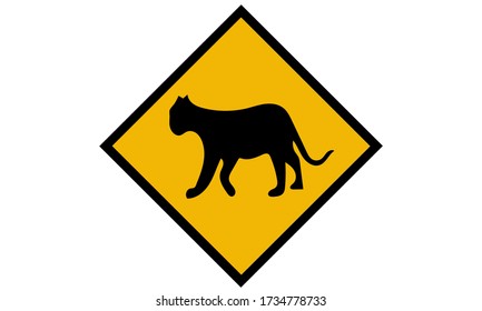 A Vector Illustration Of Mountain Lion Road Sign.