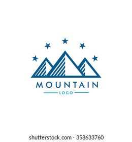 Vector Illustration of Mountain Logo. Outdoor Adventure and Expedition