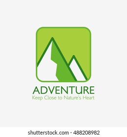 Vector Illustration of Mountain Logo. Outdoor Adventure and Expedition Design Logo.