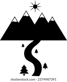 vector illustration of a mountain on a transparent background