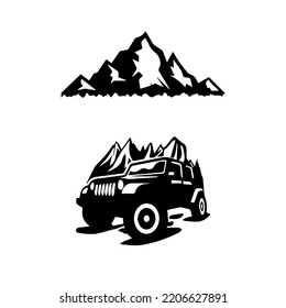 vector illustration of a mountain, on a white background, a silhouette of a mountain.
